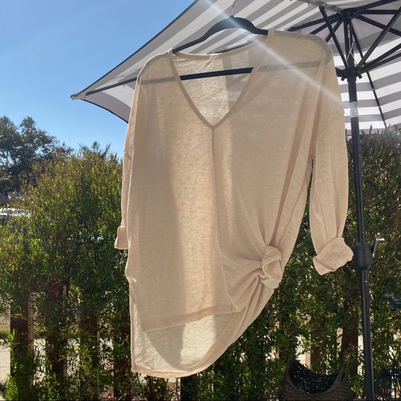 Wheat Color Open Knit Top - Picture 3 of 5